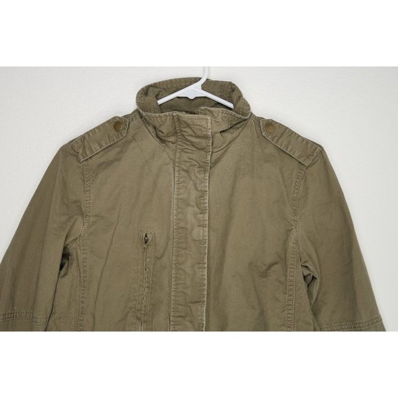 Love Tree Cargo Utility Military Jacket Full Zip Drawstring Waist Womens Medium - Picture 2 of 11